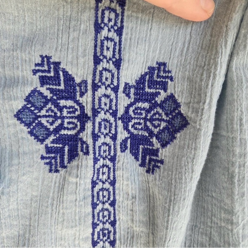 J crew gauze boho blue lightweight blouse - Picture 6 of 11